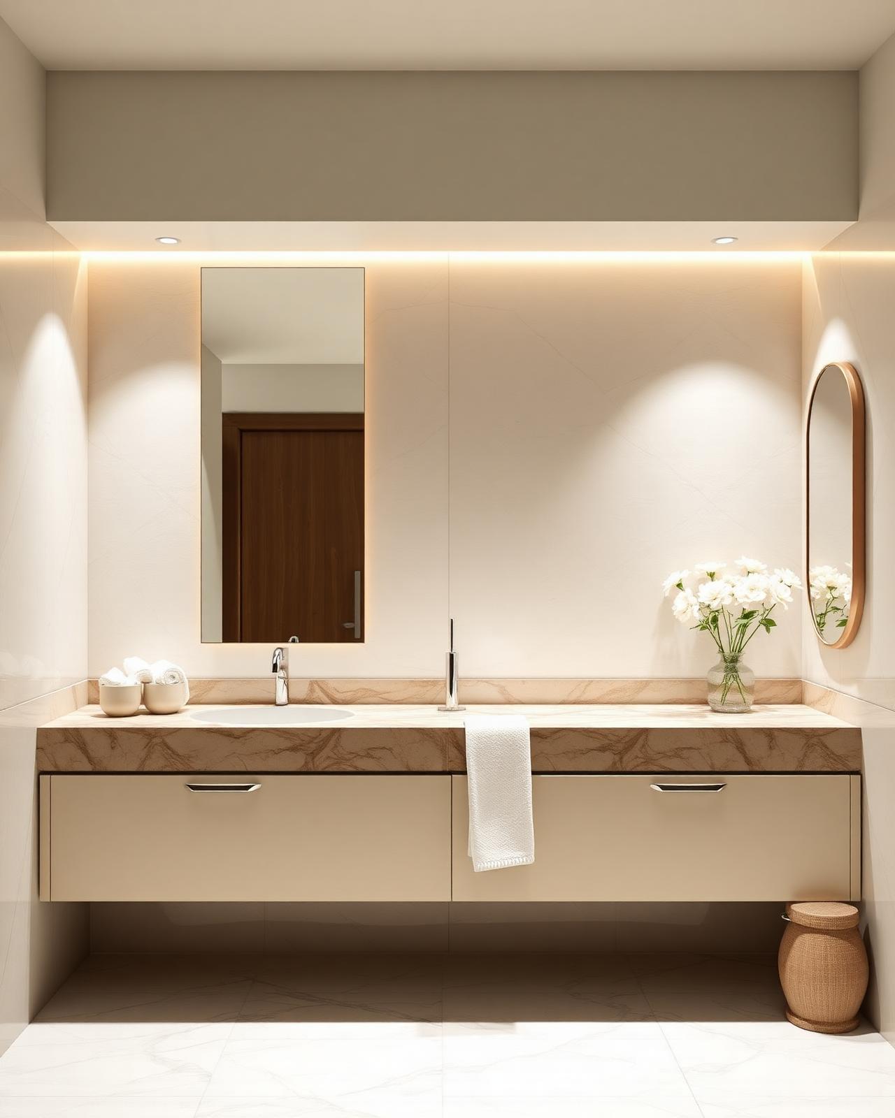 Banheiro com mármore natural — projeto INK Vitória em Itapoã · Vila Velha